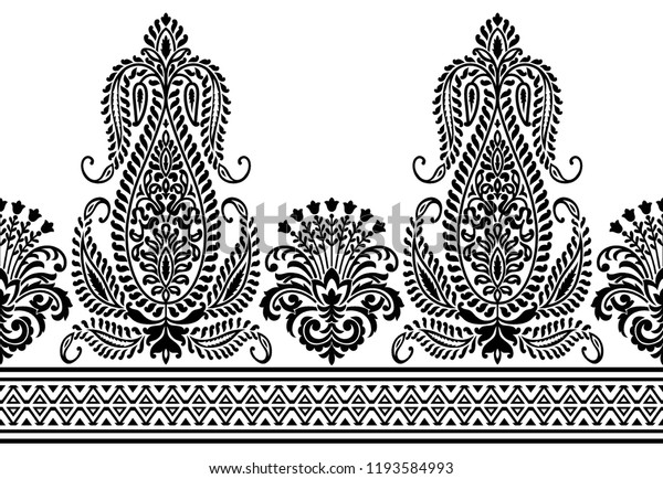 Seamless Traditional Black White Pattern Stock Illustration 1193584993