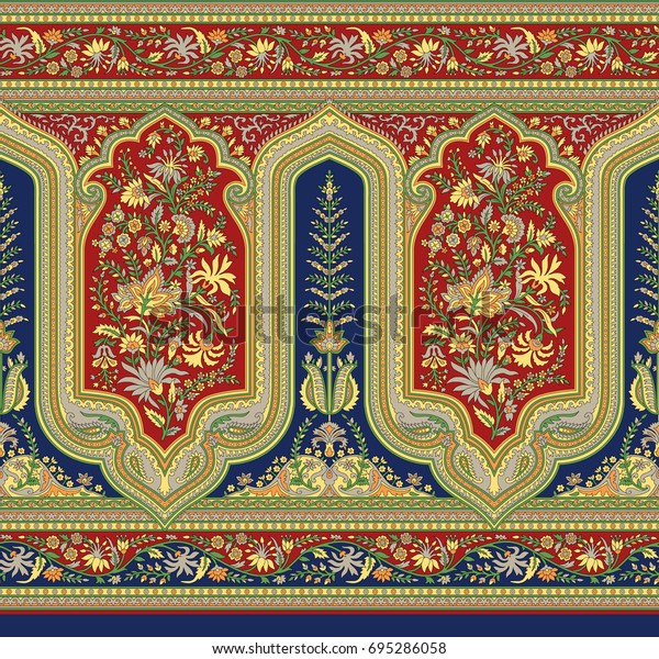 Seamless Traditional Indian Motif Stock Illustration 695286058