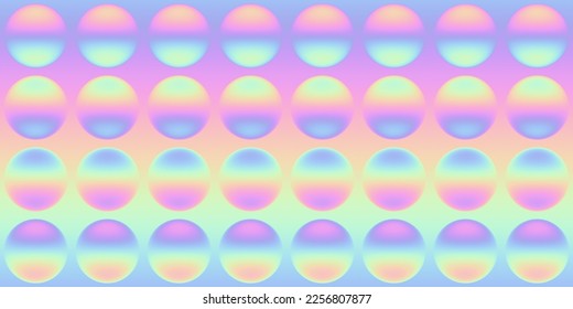 Seamless trippy Y2K futurism geometric polka dot circles faded pastel rainbow ombre pattern  Vaporwave webpunk aesthetic trendy iridescent holographic heatmap neon gradient effect background texture