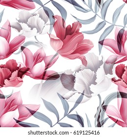 Seamless Pattern Blooming Magnolia Watercolor Illustration Stock ...