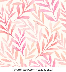 Seamless tropical leaves pattern. Digital hand painting botanical elements. Trendy floral illustration for surface design, fabric, fashion, wallpaper.
