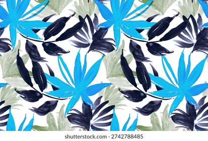 Seamless tropical pattern design. Hand draw abstract exotic pattern design.