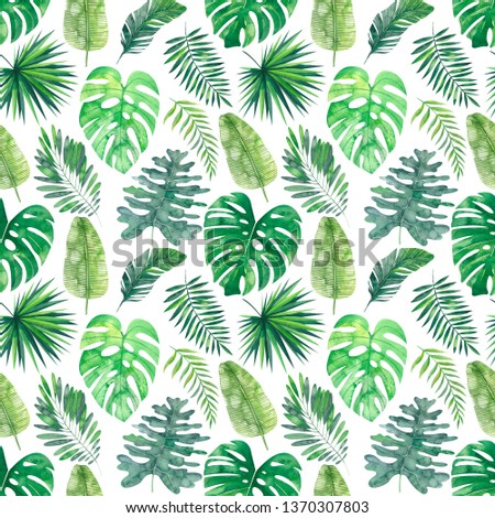 Seamless tropical pattern with leaves