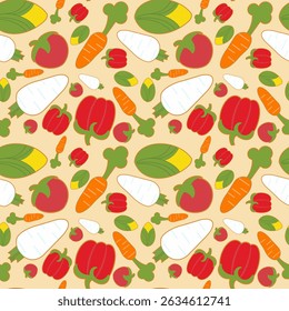 Seamless various vegetables pattern series 0010 can be used for gift paper, gift card, wallpaper, fabrics and etc