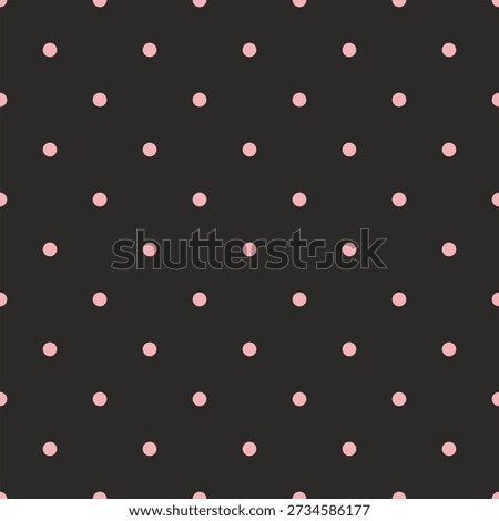 Seamless vector pattern with pink polka dots on black background