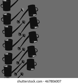 Seamless  vertical   pattern of watering can, doodles,  object,ellipses  . Hand drawn.