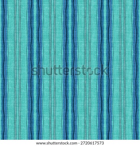 Seamless Vertical Stripe Pattern: Alternating Thick and Thin Lines in Cool Teal, Cyan, and Navy Blue on a Textured Linen Background.