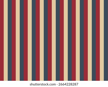Seamless vertical stripes pattern in red, beige and dark blue