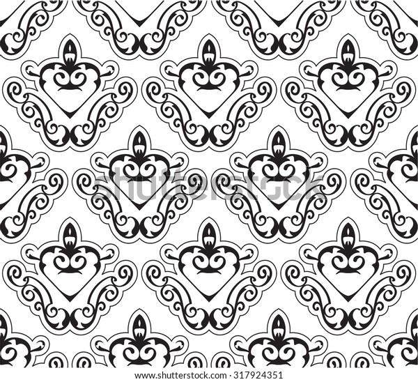 Seamless victorian art\
pattern on\
white
