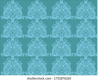 Turquoise Vintage Vector Seamless Pattern Wallpaper Stock Vector ...