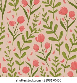 Seamless Vintage Bitmap Pattern In A Floral Theme