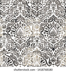 Seamless vintage effect,  detailed abstract grunge imperial rococo pattern ornament decor. Baroque background textures. Royal victorian trendy designs  for carpet, wallpaper, wall, curtain, linens, 