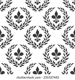 Seamless Vintage Fleur De Lis And Laurel Wreath Pattern