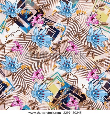 Seamless vintage pattern with decorative elements on texture background
