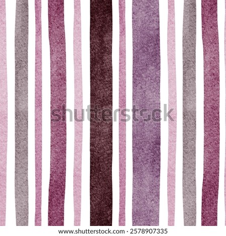 Seamless vintage striped pattern background. Hand-drawn watercolor design with pink, lilac lines for wrapping paper, textile, or wallpapers. Elegant and trendy print for autumn or creative projects.