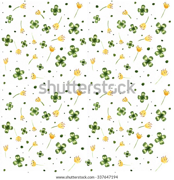 Seamless Watercolor Background Clover Watercolor Texture Stock Illustration