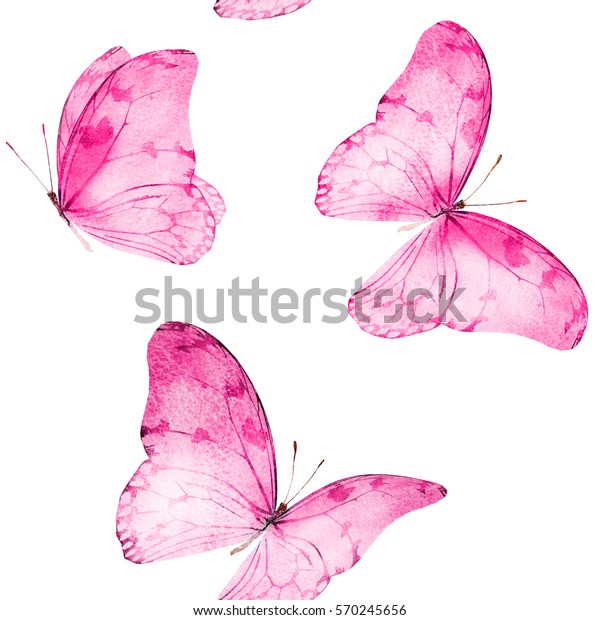 シームレスな水彩の蝶の柄 のイラスト素材