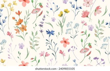 Seamless watercolor floral pattern. Hand drawn  illustration isolated on pastel background. - Powered by Shutterstock