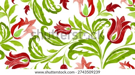 Seamless watercolor flower pattern. Creative ebru art background with abstract paint.