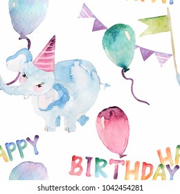 greeting card watercolor figure animals inscriptions stock