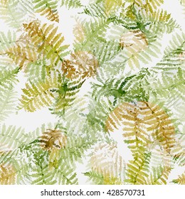 seamless watercolor pattern with fern