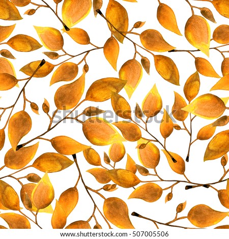 Similar – Yellow autumn leaves pattern on white