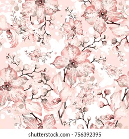 Seamless Watercolor Pattern Orchids M Stock Illustration 751417564 ...