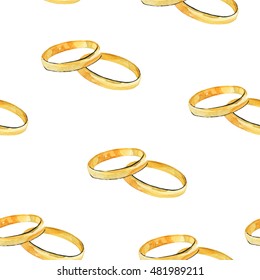 Seamless Watercolor Pattern With Wedding Rings