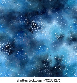 Seamless watercolor space pattern
