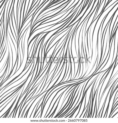 Seamless wavy background drawn with graphite pencil. Background with oblique curved lines