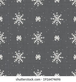Seamless Winter Snowflake Background Pattern. Simple Gender Neutral Linen Nursery Festive Scrapbook Digital Paper. Kids Whimsical Snowflake Wallpaper All Over Print.