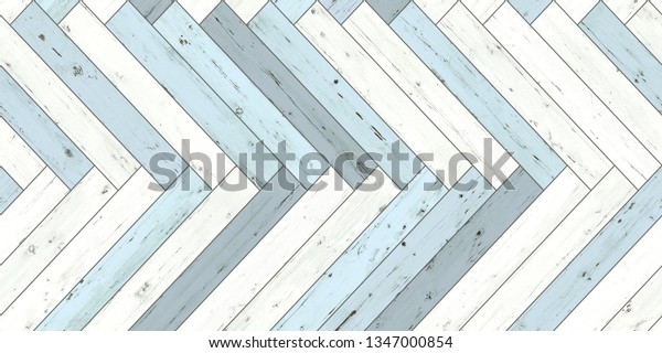 Seamless wood parquet texture (horizontal herringbone various blue white)