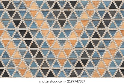 Seamless Wooden Background. Decorative Wall Panel With Triangular Pattern.