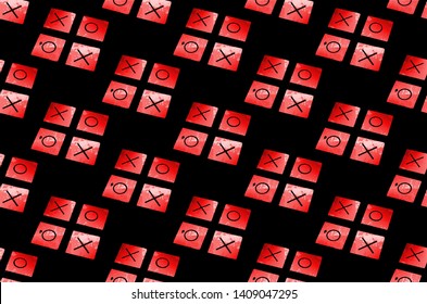 Seamless XOXO Cube Pattern in Red and Black 
