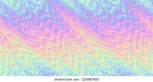 Seamless Y2K Futurism iridescent playful pastel electric wavy glitchy holographic ombre gradient waves background texture  Modern opalescent pale rainbow neon nostalgic cyberbunk vaporwave pattern