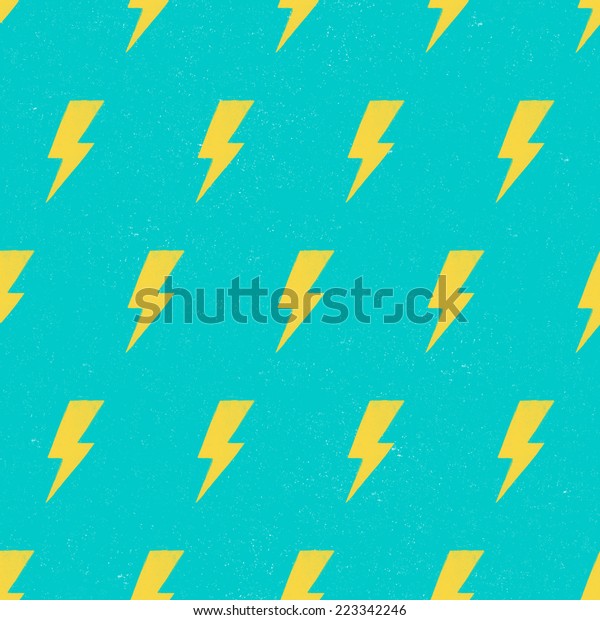 Seamless Yellow Lightnings Pattern On Cyan Stock Illustration 223342246