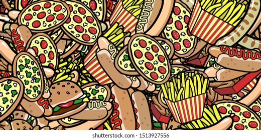 Seamlessly Tileable Junk Food Fast Food Stock Illustration 1513927556 ...