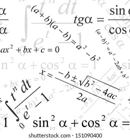 白い背景に数式をシームレスに壁紙にする のベクター画像素材 ロイヤリティフリー