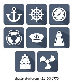 Seaport Icon Set Port Icons Set Outline For Web Design Isolated On Background.