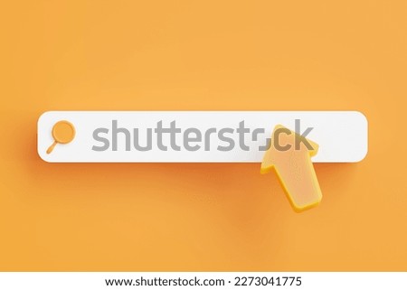 Search bar with an arrow. 3d arrow, cursor.