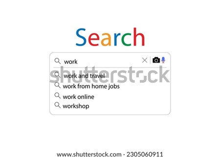 Search bar vector element design, isolated on white background. 
User interface with text about work. Vector illustration.