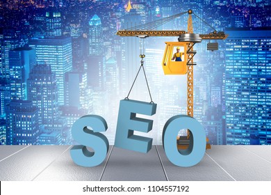 Search Engine Optimisation Concept With Crane