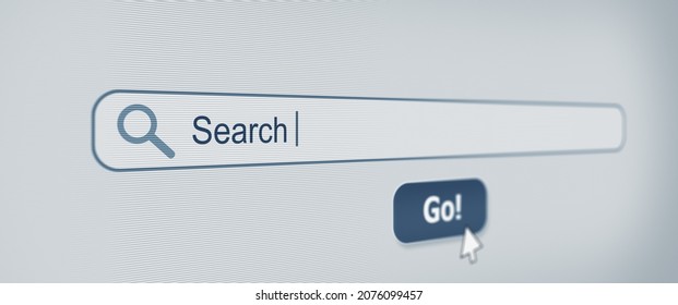 Search Engine Optimization on a computer screen with typed Keywords. Website technology and Data searching Concept.