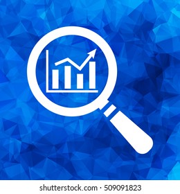 Search Graph Going Up Icon Flat On A Blue Triangular Polygonal Background