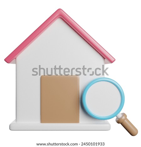 Search House Property 3D Rendering Illsutration