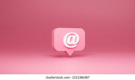 Search Link Symbol On Social Media Notification. Mention Or User Reply Icon. 3d Render Illustration.