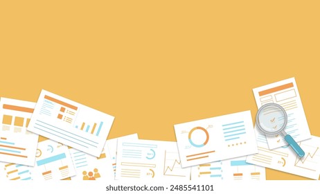 Search, statistics, graph, data analysis, and other illustrations color background