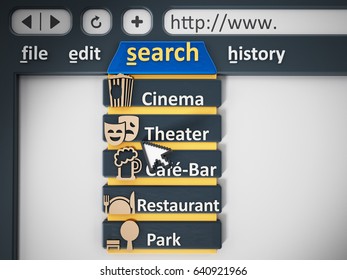 Search tab of an internet browser. 3D illustration.