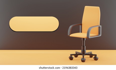 Searching For A New Job Opportunity. Office Chair With Blank Search Bar. Recruitment Concept. 3D Rendering