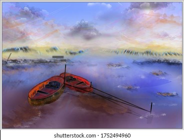 seascape with boat and deck - Powered by Shutterstock